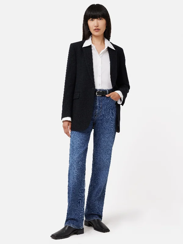 Wool Langford Blazer | Navy Women's Elegant Suit