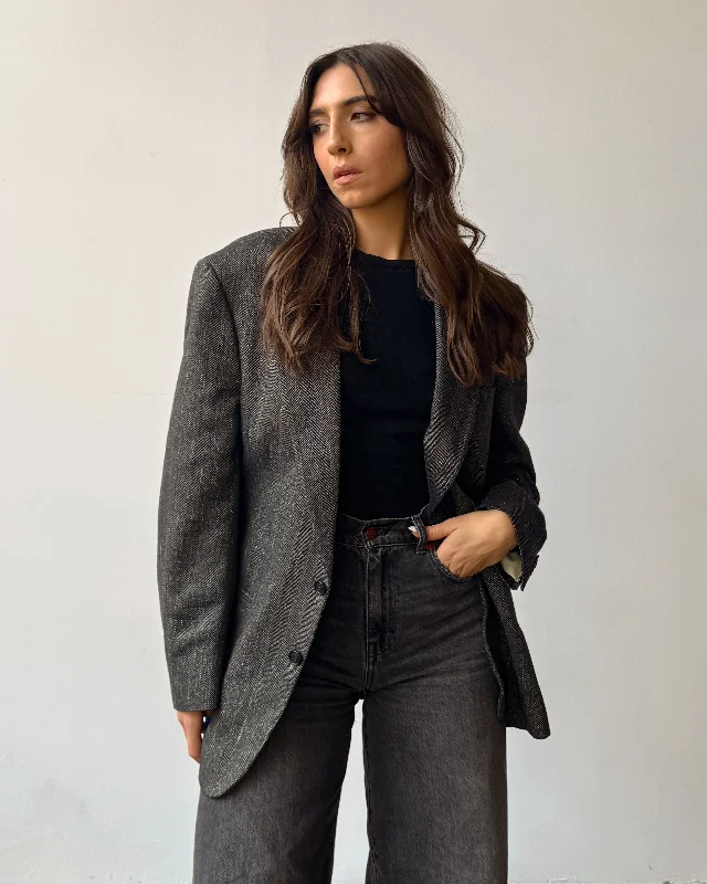 White Flecks Woven Blazer Women's Casual Suit