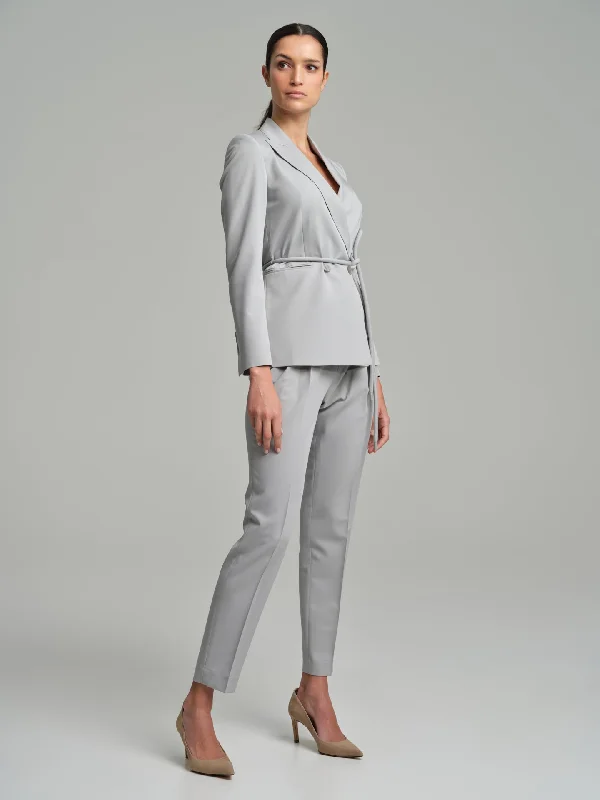 Double-breasted blazer with matching cord belt Women's Party Jacket