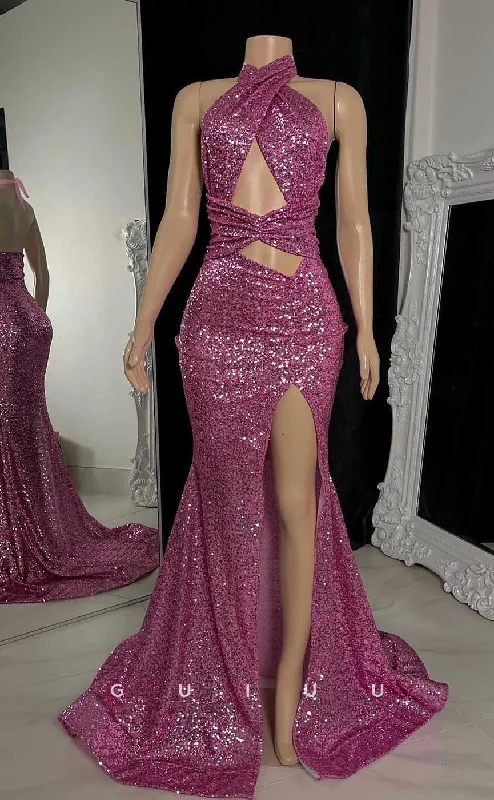 G4562 - Sheath Fully Sequined High Side Slit Backless Prom Party Dress with Train for Black Girl Slay Tunics Trendy modern G4562 - Sheath Fully Sequined High Side Slit Backless Prom Party Dress with Train for Black Girl Slay Tunics Trendy modern
