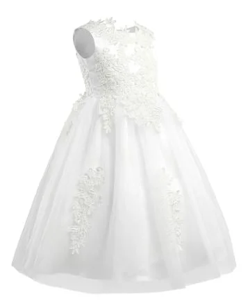 G20202. Applique and tulle flower girl, communion, party dress. Age 5 8 and 10 Tunics New arrival