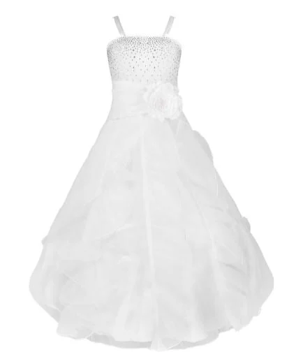 G20235W White, organza, layered skirt junior bridesmaid, party dress. Tunics Review highly