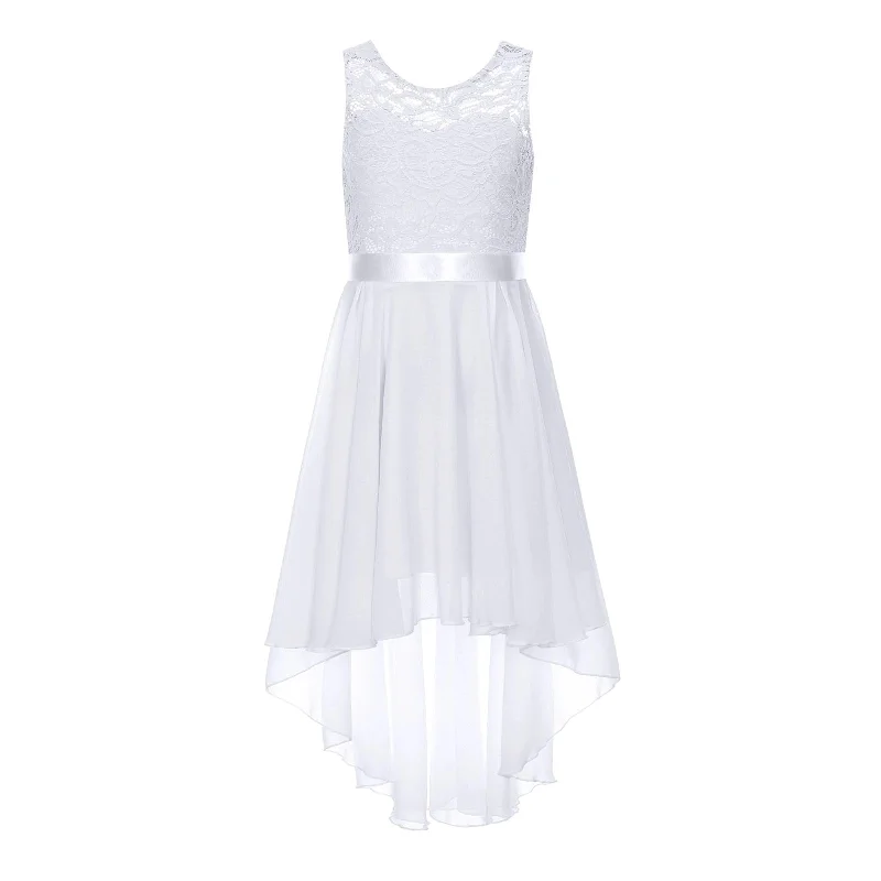 G20270W White lace and chiffon flower girl/ party dress. Size 6, 8 and 10. Tunics Sale discount