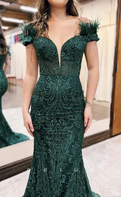 G2510 - Sexy Sheath Off-Shoulder Sequins Applique Long Prom Evening Dress Tunics Cozy comfortable G2510 - Sexy Sheath Off-Shoulder Sequins Applique Long Prom Evening Dress Tunics Cozy comfortable