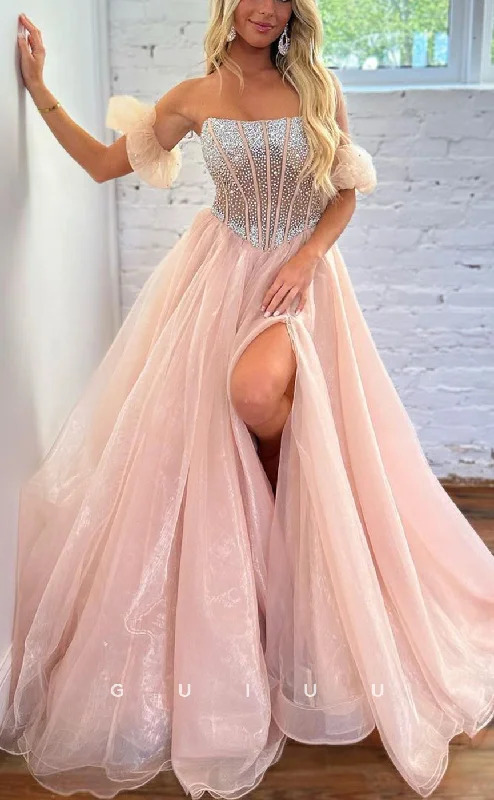 G2513 - Elegant & Luxurious Beaded Off-Shoulder Ball Gown Long Prom Evening Dress Tunics Luxurious premium G2513 - Elegant & Luxurious Beaded Off-Shoulder Ball Gown Long Prom Evening Dress Tunics Luxurious premium