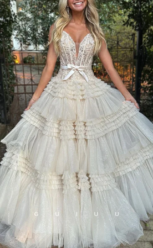 G2524 - Classic V-Neck Sheer Applique Tulle Ball Gown Long Prom Evening Dress Tunics Vintage classic G2524 - Classic V-Neck Sheer Applique Tulle Ball Gown Long Prom Evening Dress Tunics Vintage classic