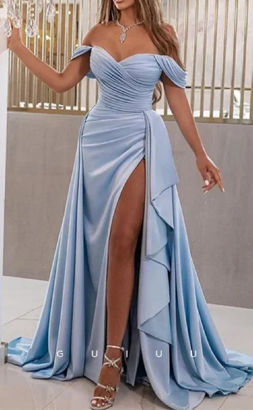 G2675 - Chic & Modern A-Line Off-Shoulder Long Prom Evening Party Dress Tunics Timeless classic