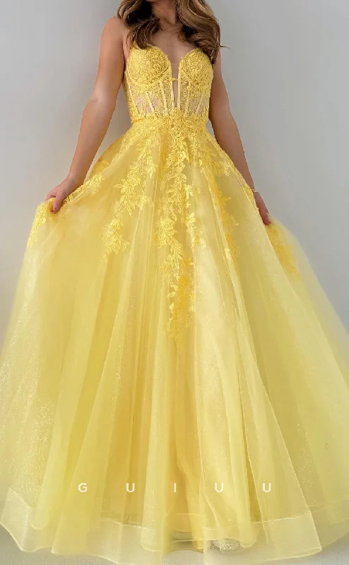 G3160 - A-Line Strapless Straps Sleeveless Appliques Yellow Tulle Long Prom Evening Dress Tunics Yoga stretchy G3160 - A-Line Strapless Straps Sleeveless Appliques Yellow Tulle Long Prom Evening Dress Tunics Yoga stretchy