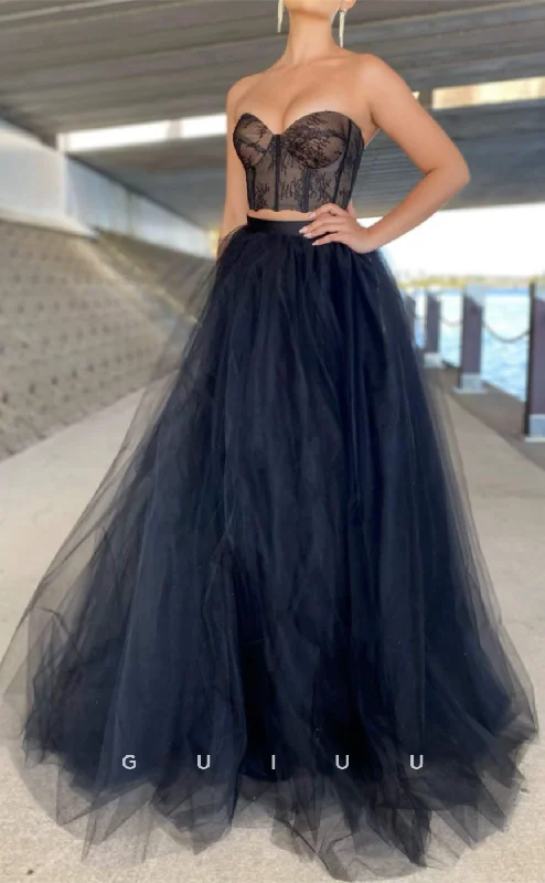 G3296 - Classic & Timeless A-Line Lace Strapless Tulle Long Party Prom Evening Dresses Tunics Chic fashionable G3296 - Classic & Timeless A-Line Lace Strapless Tulle Long Party Prom Evening Dresses Tunics Chic fashionable