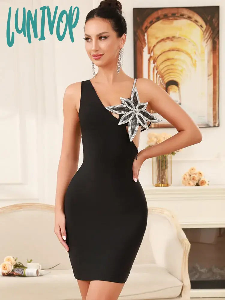 Lunivop Women Celebrity Sexy V Neck Beading Black Backless Mini Bandage Dress 2024 Knitted Elegant Evening Club Party Dress Tunics Cozy comfortable Lunivop Women Celebrity Sexy V Neck Beading Black Backless Mini Bandage Dress 2024 Knitted Elegant Evening Club Party Dress Tunics Cozy comfortable