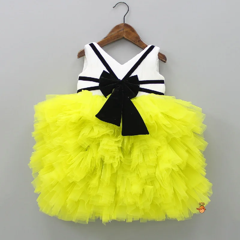 Pin Tuck Detailed Ruffle Frilly White And Lime Green Party Dress Tunics Business professional Pin Tuck Detailed Ruffle Frilly White And Lime Green Party Dress Tunics Business professional