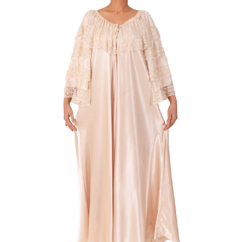 Sally Poppy Night Dress Satin Ivory/Beige Size Xl Ivory Beige Chiffon Maxi Beach