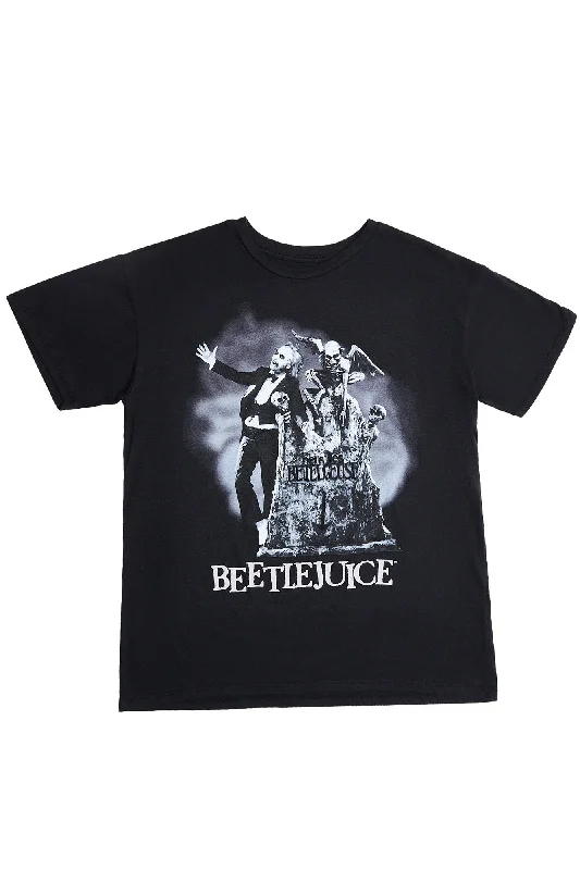 Beetlejuice Grave Graphic Relaxed Tee Machine Wash Dry Clean Hand Wash Machine Wash Dry Clean Hand Wash