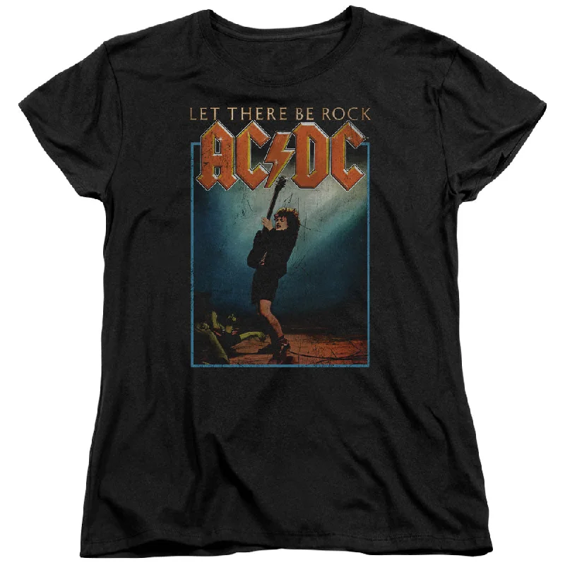 AC/DC Let There Be Rock Women's 18/1 100% Cotton Short-Sleeve T-Shirt Sequined Glittery Shiny Sequined Glittery Shiny