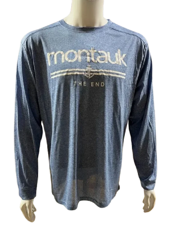 Adult Montauk The End Anchor DriFit UBF 50 UV Plus Protection Long Sleeve Tee Mesh Blend Leather Blend Suede Blend Mesh Blend Leather Blend Suede Blend