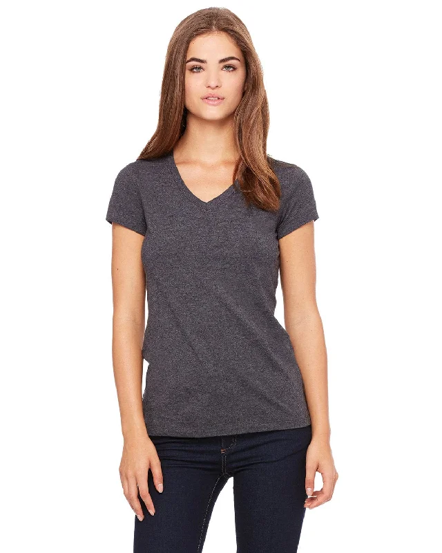 Bella+Canvas Ladies Short Sleeve V-Neck T-Shirt | Dk Gry Heather Jersey Fabric Tulle Fabric Batik Fabric Jersey Fabric Tulle Fabric Batik Fabric