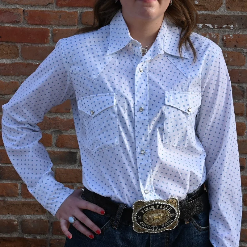 Blue Blanket Ladies Blue Star Western Shirt with Pearl Snaps Front Pockets Side Pockets Patch Pockets Front Pockets Side Pockets Patch Pockets