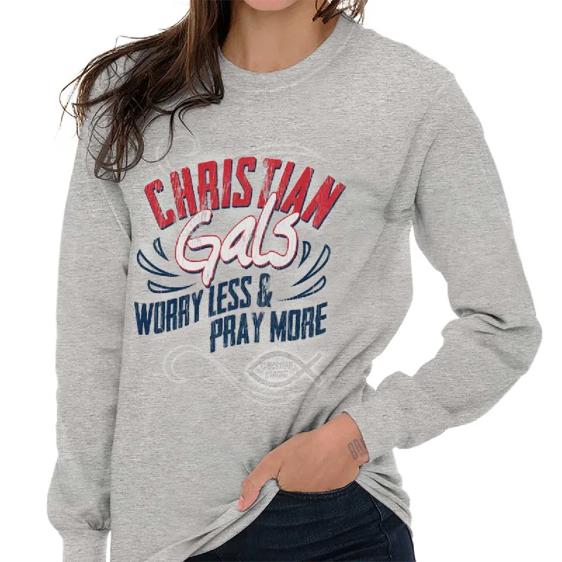 Christian Gals Long Sleeve T-Shirt Silk Blend Satin Velvet Silk Blend Satin Velvet