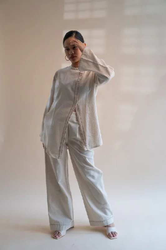 Dawning Asymmetric Shirt Ribbed Striped Patterned Ribbed Striped Patterned