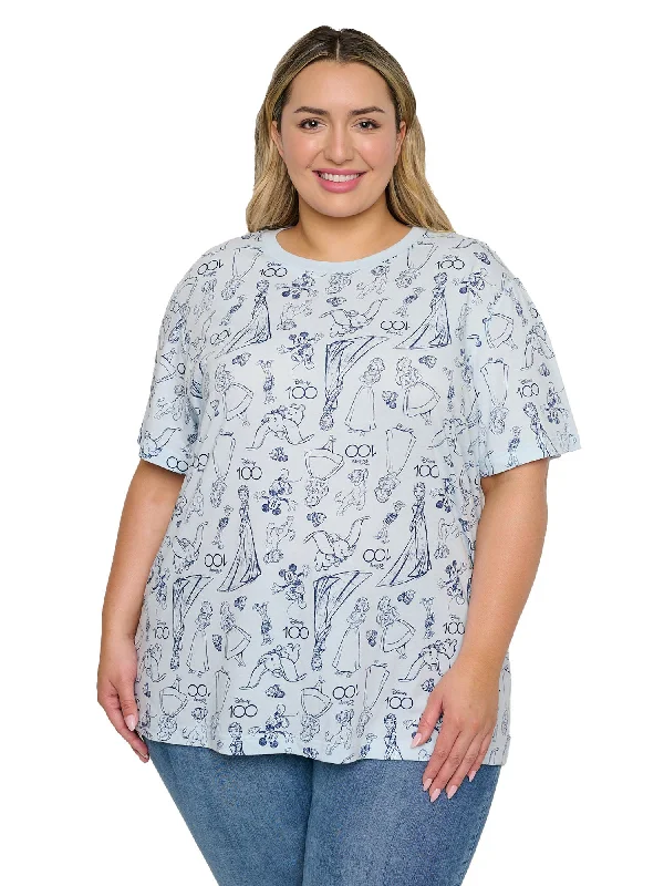 Disney T-Shirt Women's Plus Size Mickey Mouse Snow White Nemo Dumbo Terry Blend Velvet Blend Canvas Blend Terry Blend Velvet Blend Canvas Blend