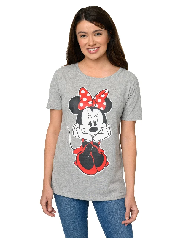 Minnie Mouse Sitting Short Sleeve T-Shirt Light Gray Women's Disney Real Fur Shearling Chenille Real Fur Shearling Chenille Minnie Mouse Sitting Short Sleeve T-Shirt Light Gray Women's Disney Real Fur Shearling Chenille Real Fur Shearling Chenille