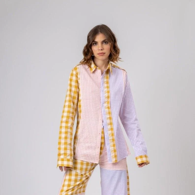 Erin Patchwork Upcycled Cotton Shirt Zippered Buttoned Snapped Zippered Buttoned Snapped Erin Patchwork Upcycled Cotton Shirt Zippered Buttoned Snapped Zippered Buttoned Snapped