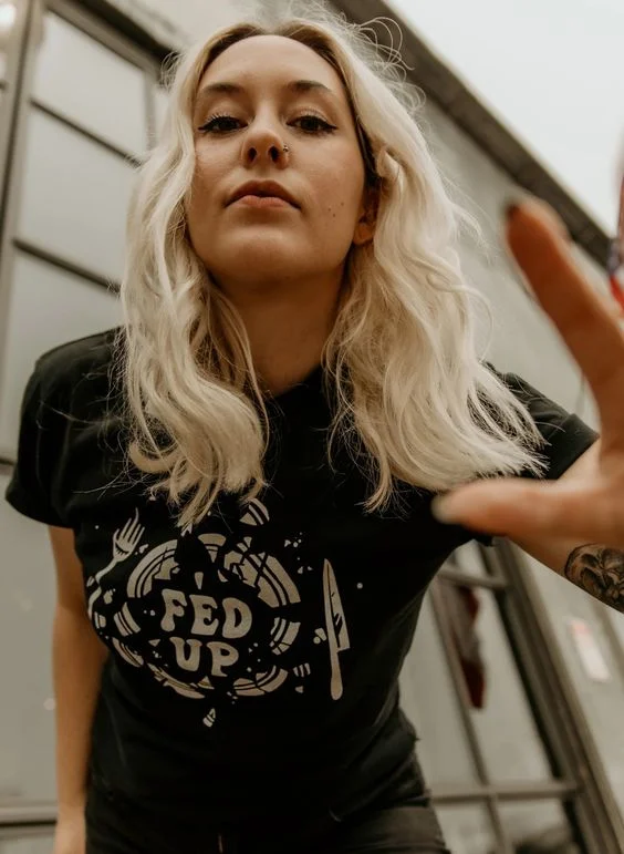Fed Up Unisex Tee Asymmetrical Pockets Print Asymmetrical Pockets Print