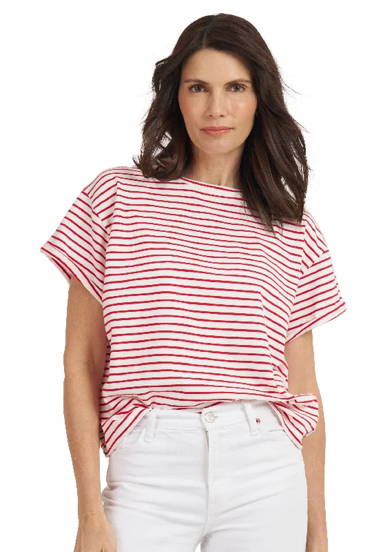 Francy Red Stripes Rolled Sleeve T-Shirt Boxy Fit Fitted Loose Boxy Fit Fitted Loose Francy Red Stripes Rolled Sleeve T-Shirt Boxy Fit Fitted Loose Boxy Fit Fitted Loose