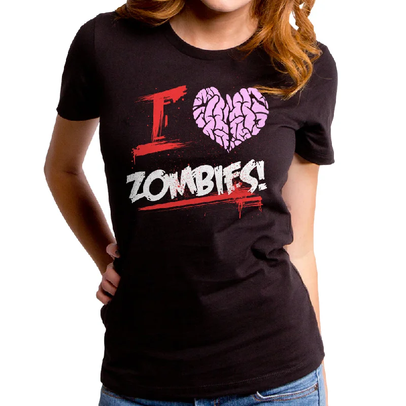 I Heart Zombies Women's T-Shirt Front Pockets Side Pockets Patch Pockets Front Pockets Side Pockets Patch Pockets