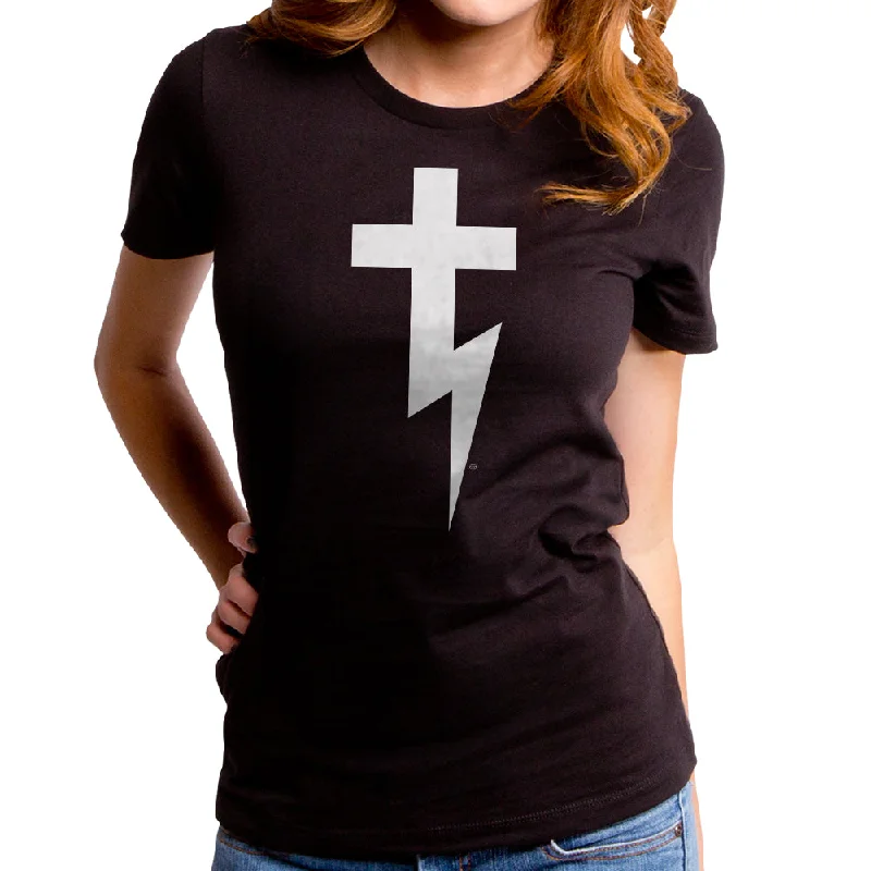 Lightning Cross Women's T-Shirt Hooded Caped Shawl Collar Hooded Caped Shawl Collar