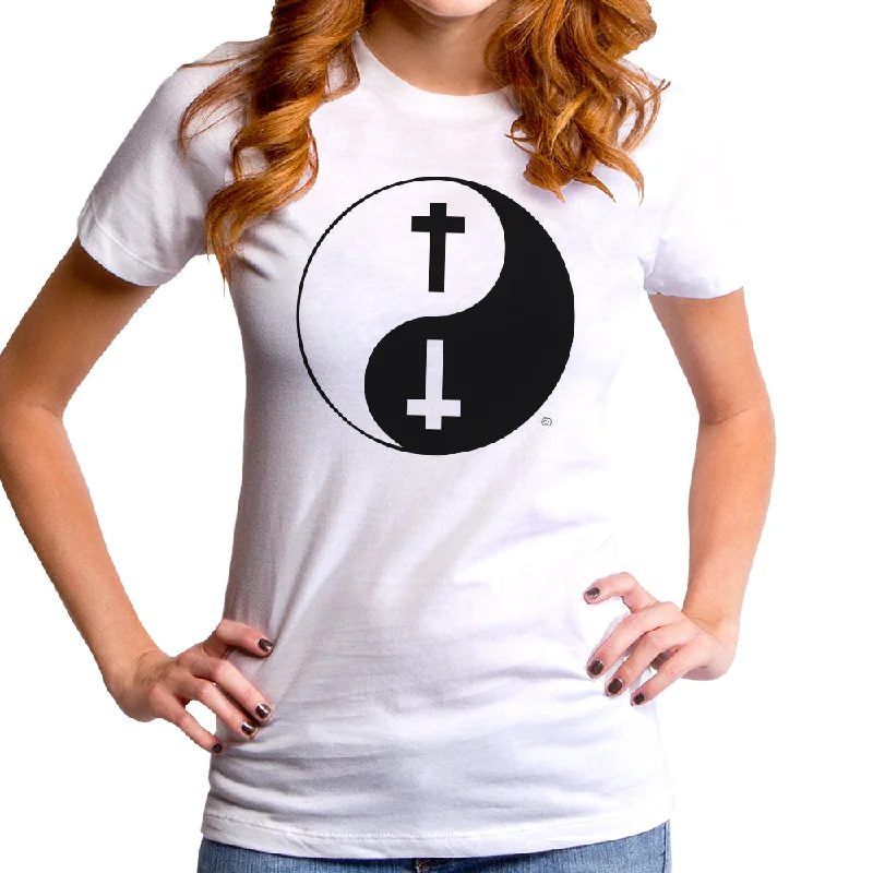 Yin Yang Cross Women's T-Shirt Print Jacquard Patchwork Print Jacquard Patchwork