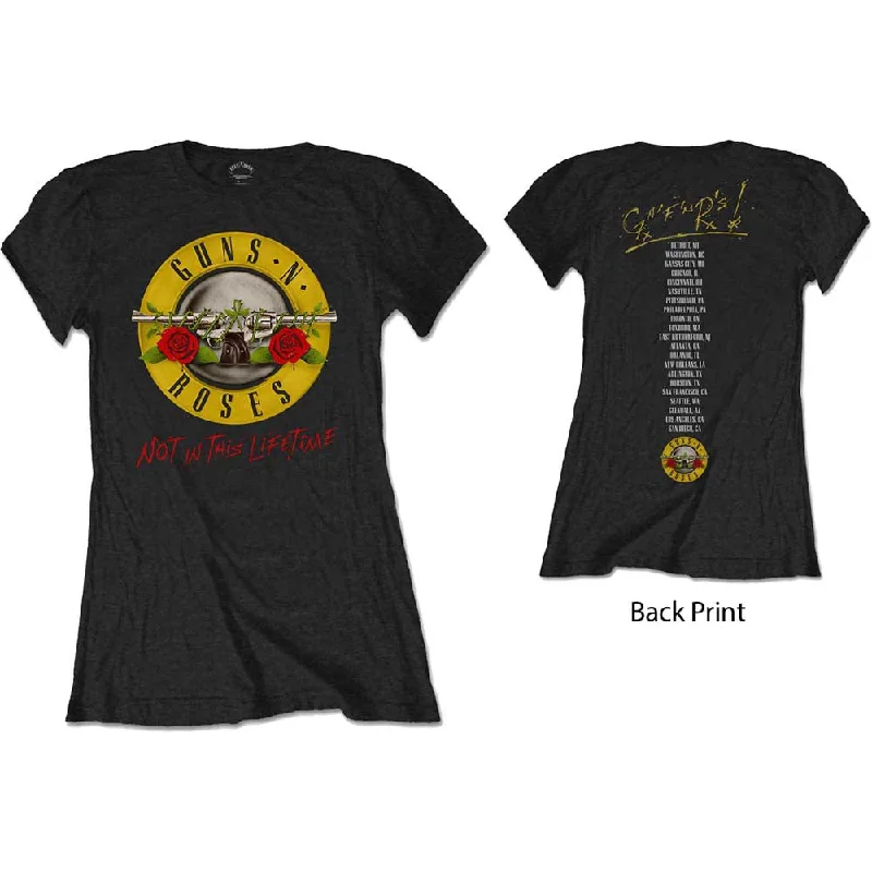Guns N' Roses Not In This Lifetime Tour Ladies T-Shirt Collared Crew Neck Turtle Neck Collared Crew Neck Turtle Neck Guns N' Roses Not In This Lifetime Tour Ladies T-Shirt Collared Crew Neck Turtle Neck Collared Crew Neck Turtle Neck