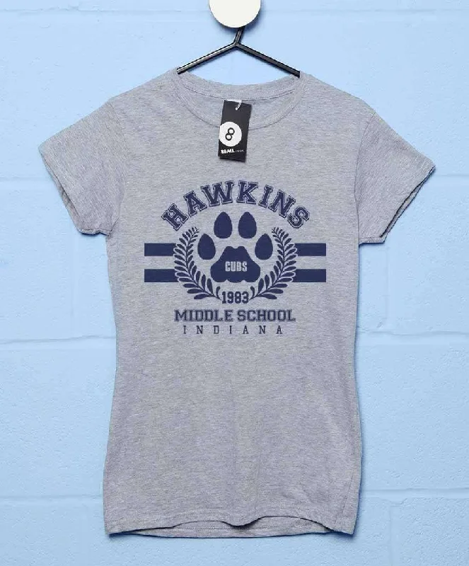 Hawkins Middle School Womens Fitted T-Shirt Front Pockets Side Pockets Patch Pockets Front Pockets Side Pockets Patch Pockets Hawkins Middle School Womens Fitted T-Shirt Front Pockets Side Pockets Patch Pockets Front Pockets Side Pockets Patch Pockets