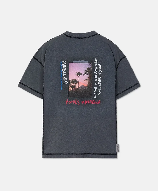 HOLIDAY PALMS T-SHIRT VINTAGE GREY Seamless Knitted Crochet Seamless Knitted Crochet HOLIDAY PALMS T-SHIRT VINTAGE GREY Seamless Knitted Crochet Seamless Knitted Crochet