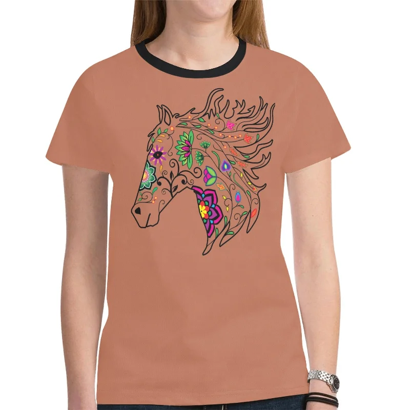 Horse Spirit Guide (Brown) T-shirt for Women Cashmere Blend Cotton Blend Poly Blend Cashmere Blend Cotton Blend Poly Blend