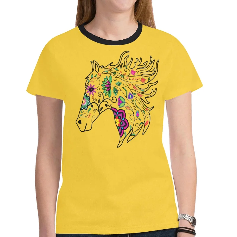 Horse Spirit Guide (Yellow) T-shirt for Women Casual Formal Business Casual Formal Business