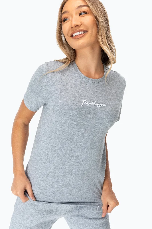 Hype Grey Scribble Women'S T-Shirt Striped Floral Plaid Striped Floral Plaid