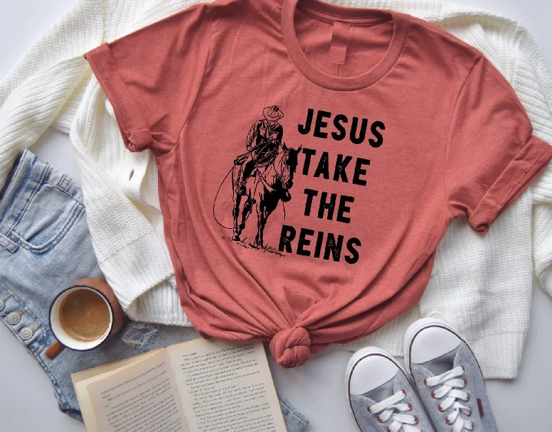 Jesus Take The Reins Tee Print Jacquard Patchwork Print Jacquard Patchwork