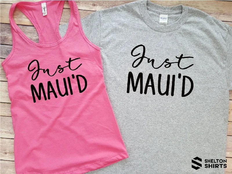 Just Maui'd Honeymoon Tank Top and Hubby T-Shirt - Set of 2 shirts V-Neck T-Shirt Long Sleeve Cotton V-Neck T-Shirt Long Sleeve Cotton