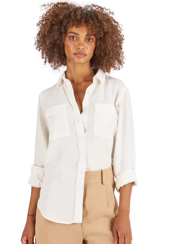 Lete-Silk White Classic Sand Washed Silk Shirt with pockets Polka Dot Checkered Tartan Polka Dot Checkered Tartan Lete-Silk White Classic Sand Washed Silk Shirt with pockets Polka Dot Checkered Tartan Polka Dot Checkered Tartan