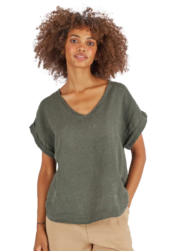 Martina Olive Green Sand Washed Linen T-Shirt Notch Collar Peter Pan Collar Cowl Neck Notch Collar Peter Pan Collar Cowl Neck Martina Olive Green Sand Washed Linen T-Shirt Notch Collar Peter Pan Collar Cowl Neck Notch Collar Peter Pan Collar Cowl Neck