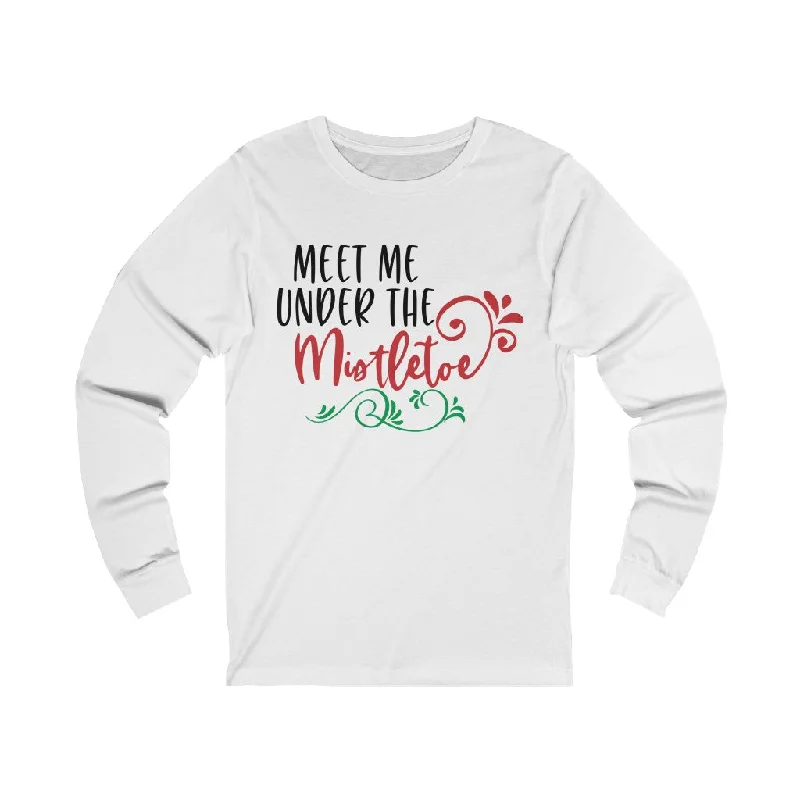 Mistletoe Unisex Jersey Long Sleeve Tee Fleece Fabric Down Fabric Feather Fabric Fleece Fabric Down Fabric Feather Fabric