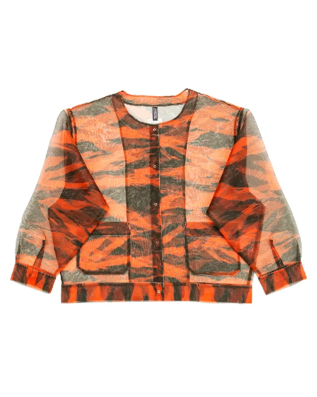 Mohom Shirt - Orange Print Solid Print Embellished Solid Print Embellished