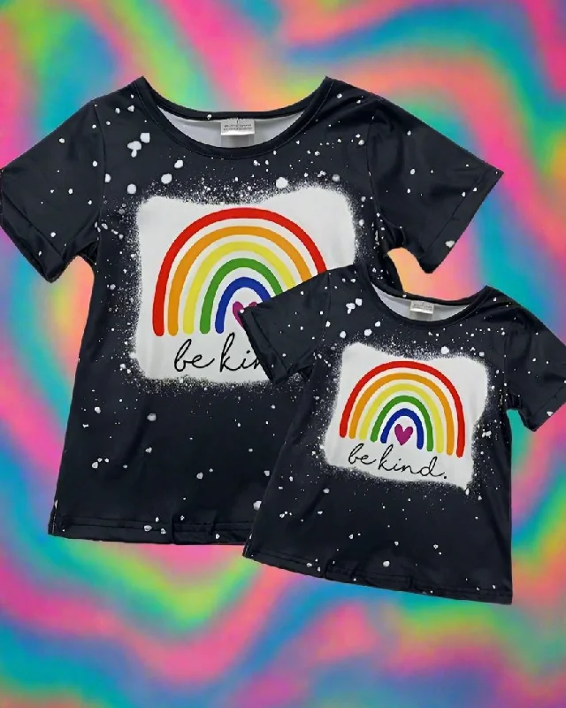 Women and Girls Rainbow Shirts, Matching Mom and Me Tops, Graphic "Be Kind" T-Shirts, Sizes Adult & Child, Black/Multi Collared Crew Neck Turtle Neck Collared Crew Neck Turtle Neck Women and Girls Rainbow Shirts, Matching Mom and Me Tops, Graphic "Be Kind" T-Shirts, Sizes Adult & Child, Black/Multi Collared Crew Neck Turtle Neck Collared Crew Neck Turtle Neck