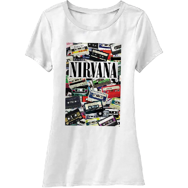 Nirvana Cassettes Ladies T-Shirt Anti-Shrink Durable Soft Anti-Shrink Durable Soft