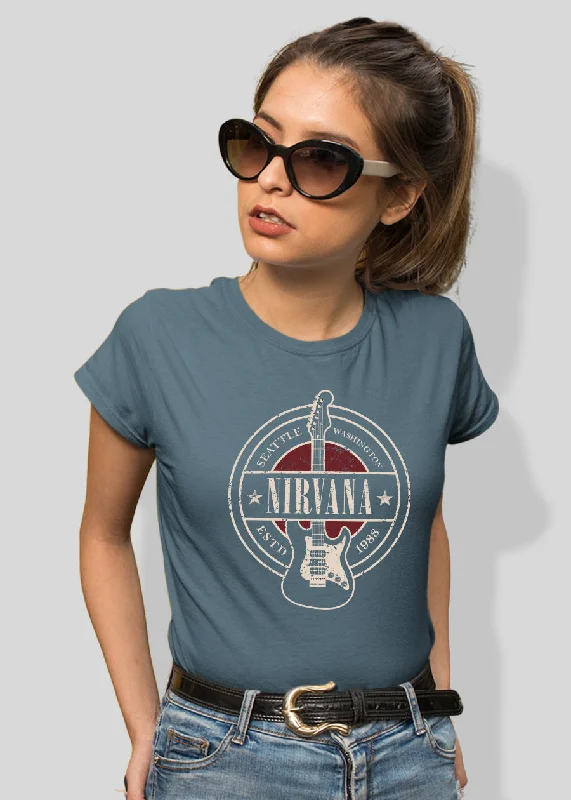 Nirvana Guitar Women Printed Half-Sleeve T-Shirt Welt Pockets Slit Pockets Welt Pockets Slit Pockets Nirvana Guitar Women Printed Half-Sleeve T-Shirt Welt Pockets Slit Pockets Welt Pockets Slit Pockets