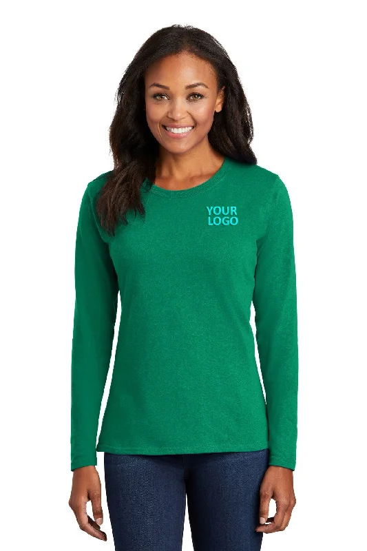 Port & Company Ladies Long Sleeve Customized Core Cotton Tee's, Kelly Polka Dot Checkered Tartan Polka Dot Checkered Tartan Port & Company Ladies Long Sleeve Customized Core Cotton Tee's, Kelly Polka Dot Checkered Tartan Polka Dot Checkered Tartan