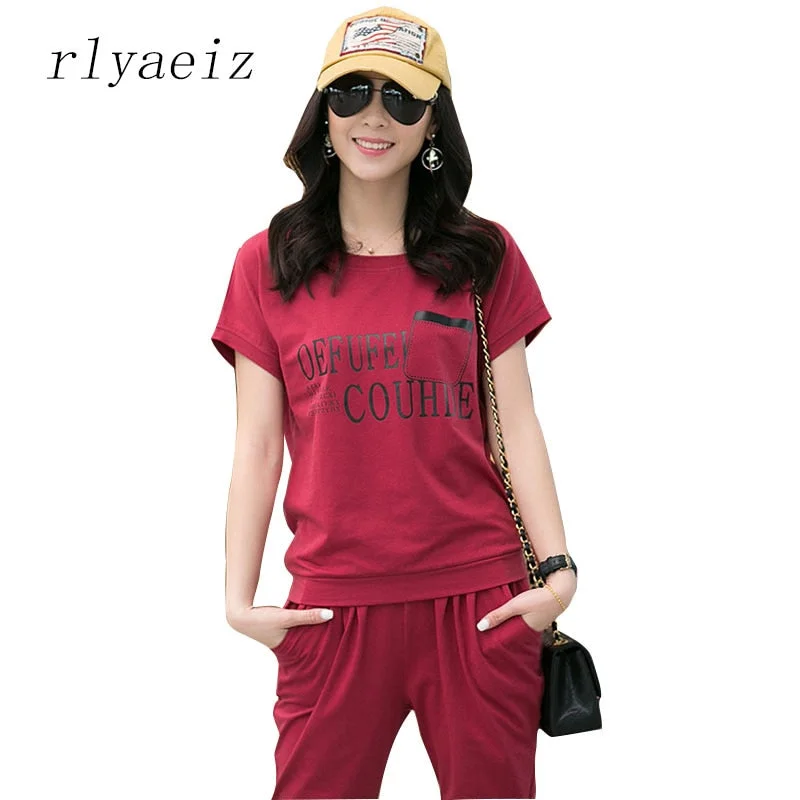 RLYAEIZ Printed Letter 2 Piece Set Women T-shirts+Calf-length Pants Silk Blend Satin Velvet Silk Blend Satin Velvet RLYAEIZ Printed Letter 2 Piece Set Women T-shirts+Calf-length Pants Silk Blend Satin Velvet Silk Blend Satin Velvet