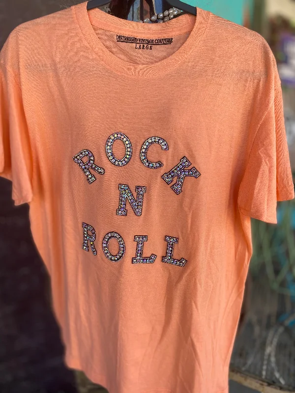 Rock & Roll Crystal T Shirt V-Neck T-Shirt Long Sleeve Cotton V-Neck T-Shirt Long Sleeve Cotton