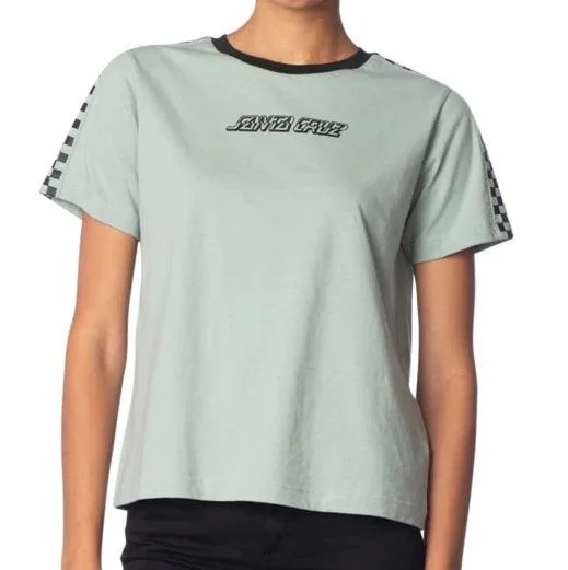 SANTA CRUZ Women's Intro Check Strip Tee Fog Zippered Front Buttoned Front Snap Front Zippered Front Buttoned Front Snap Front SANTA CRUZ Women's Intro Check Strip Tee Fog Zippered Front Buttoned Front Snap Front Zippered Front Buttoned Front Snap Front